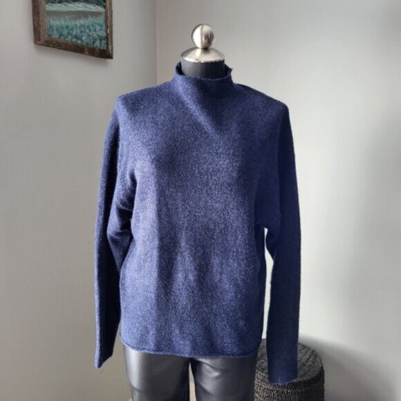 LeiTH Mock Neck Oversized Sweater Blue Sz XS - Picture 9 of 16
